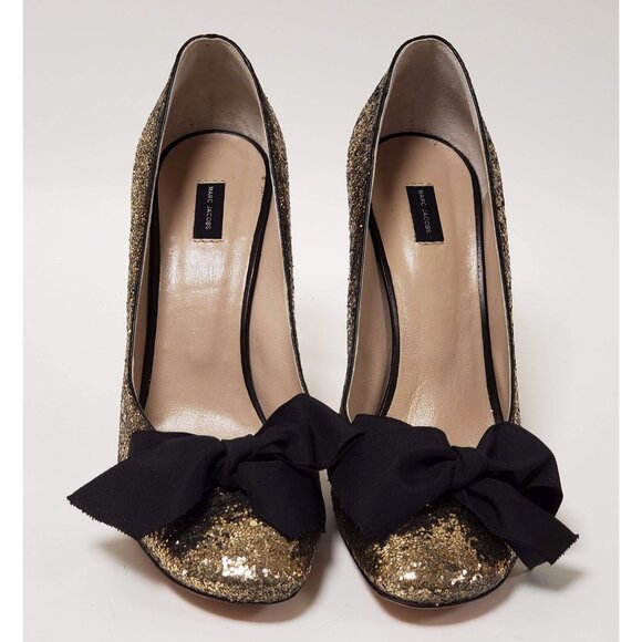 MARC JACOBS SHOES GLITTER GALACTICA GROSGRAIN BOW PUMPS sz IT 39 US 9 - Picture 9 of 14